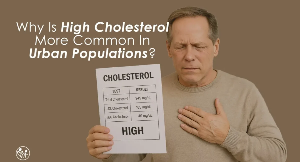 High cholesterol is more common in urban areas due to unhealthy diets, lack of exercise, stress, and sedentary lifestyles. Learn the main reasons in simple terms.
