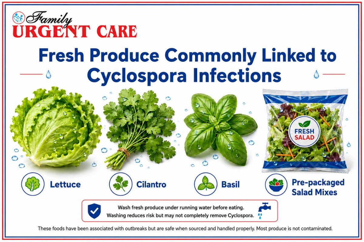 fresh produce commonly linked to cyclospora infections
