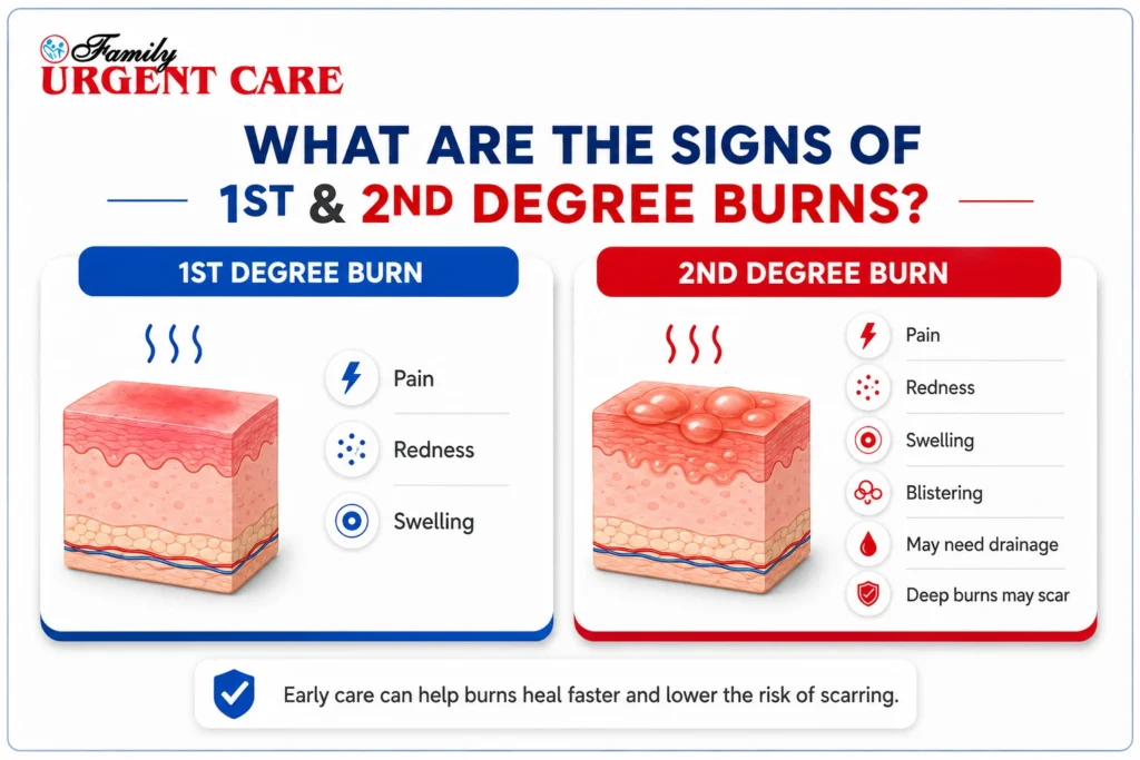 First and Second-Degree Burn Signs